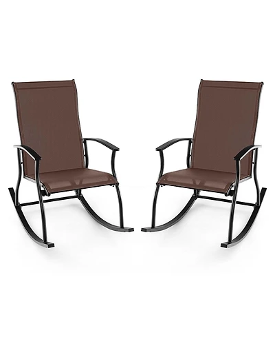 Gymax Set of 2 Outdoor Rocking Chair Patio Rocker w/ Breathable