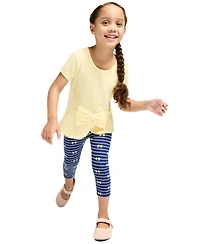 Kids Headquarters Girls' 2T-6X Popcorn Knit Tunic and Printed Capri Leggings, 2-Piece Set