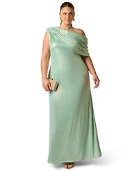 Adrianna Plus Size Foiled One-Shoulder Ball Gown