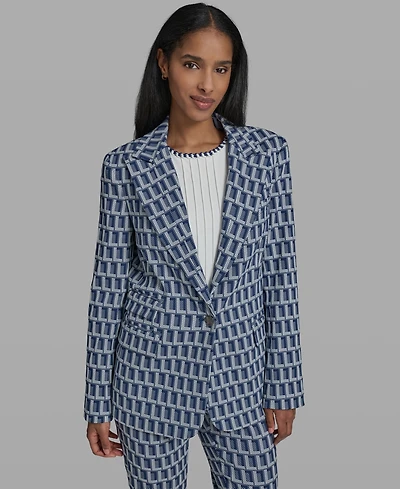 Karl Lagerfeld Paris Women's One-Button Patterned Jacket