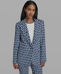 Karl Lagerfeld Paris Women's One-Button Patterned Jacket