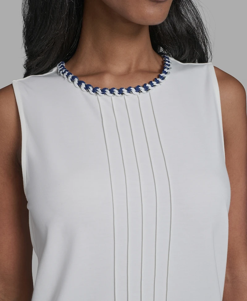 Karl Lagerfeld Paris Women's Crew Neck Sleeveless Blouse