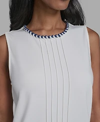 Karl Lagerfeld Paris Women's Crew Neck Sleeveless Blouse