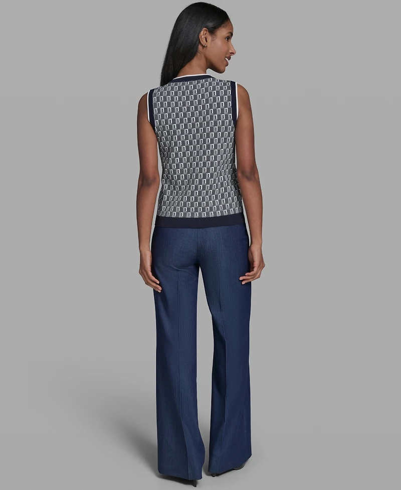 Karl Lagerfeld Paris Women's Crew Neck Sleeveless Sweater