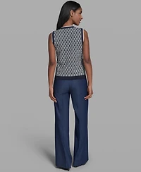 Karl Lagerfeld Paris Women's Crew Neck Sleeveless Sweater