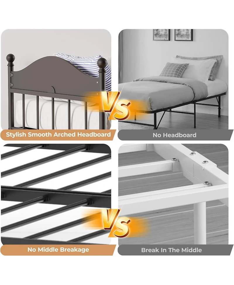 gaomon Daybed With Trundle, Metal Twin Day Bed Stylish Headboard, Sofa BedFrame Pop Up Foldable Trundle Bed, Heavy Duty Steel Slats Platform