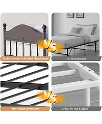 gaomon Daybed With Trundle, Metal Twin Day Bed Stylish Headboard, Sofa BedFrame Pop Up Foldable Trundle Bed, Heavy Duty Steel Slats Platform