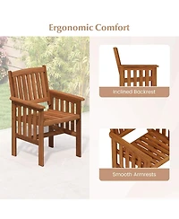 Gymax Patio Dining Chairs Set of 4 w/Slatted Backrest Seat for Balcony Poolside Porch