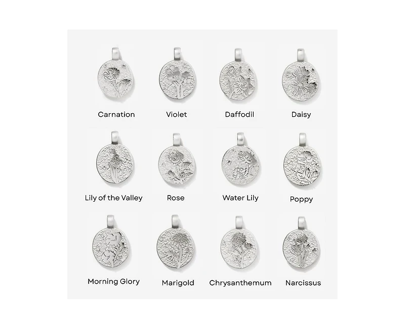 Little Sky Stone Birth Flower Silver Pendant Necklace