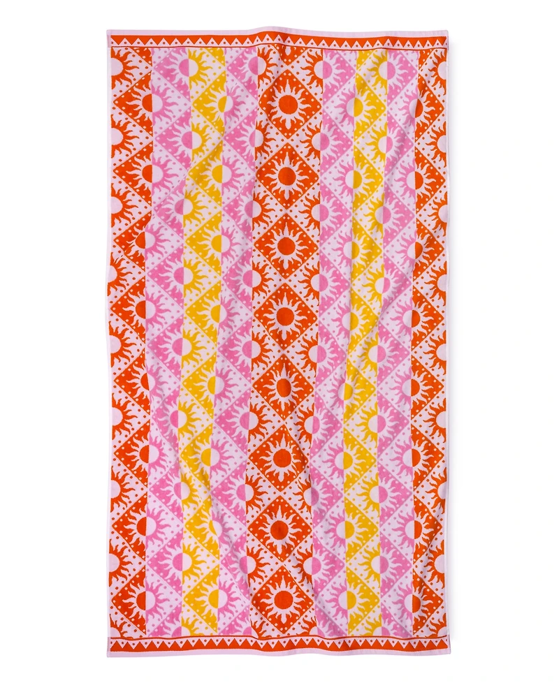 The Beach House Sun Stripe Cotton Beach Towel, 40" x 70"