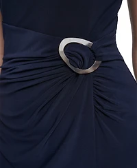 Jessica Howard Petite Side-Ruche Buckle-Detail Midi Dress