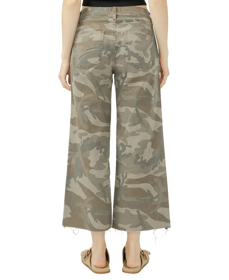 Silver Jeans Co. Women's Suki Mid-Rise Cropped Wide-Leg Camo