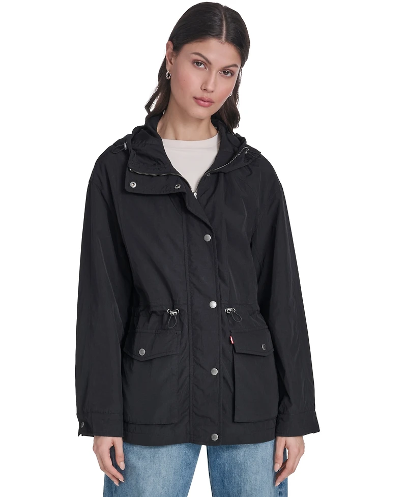 Levi's Women's Cinch-Waist Hooded Rain Anorak Jacket