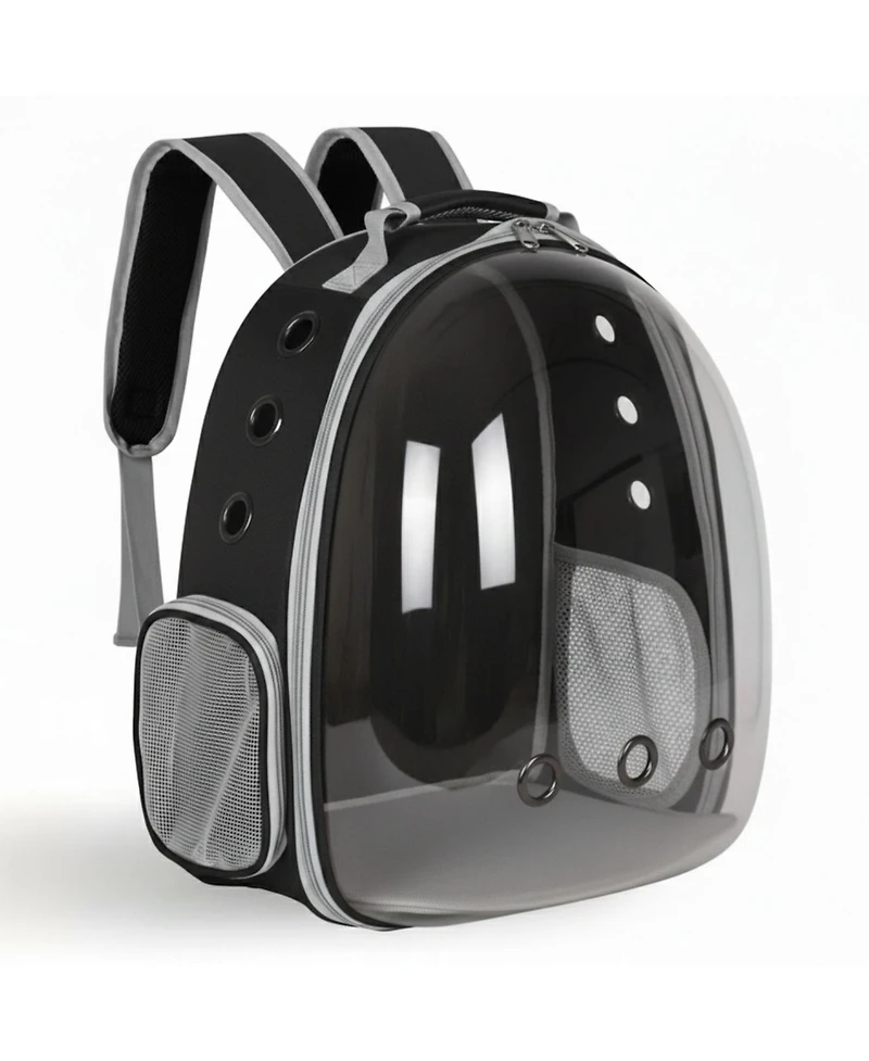 Breathable Transparent Pet Carrier Bag for Cats & Small Dogs – Portable Space Capsule with Zipper, Black, Ideal for Travel & Outdoor Adventures