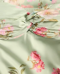 B Darlin Juniors' Floral Print Strapless Gown