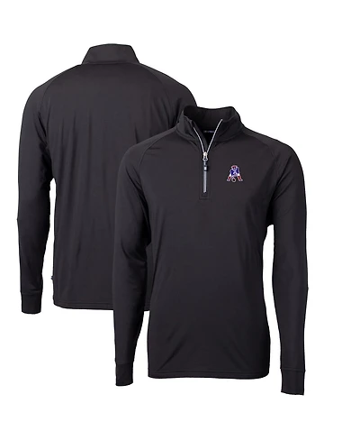 Cutter & Buck Men's Black New England Patriots Adapt Eco Knit Stretch Quarter-Zip Throwback Pullover Sweatshirt