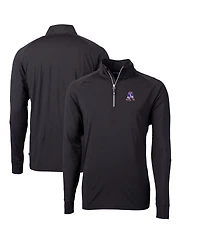 Cutter & Buck Men's Black New England Patriots Adapt Eco Knit Stretch Quarter-Zip Throwback Pullover Sweatshirt