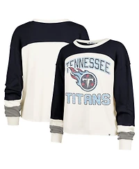 '47 Brand Women's Cream Tennessee Titans Double Header Curve Raglan Long Sleeve Crop Top