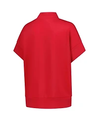 ZooZatz Women's Scarlet Ohio State Buckeyes Tri-Blend Quarter-Zip Flowy Top