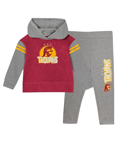 Outerstuff Girls Preschool 2-Piece Cardinal Usc Trojans Clubhouse Pullover Hoodie and Legging Set