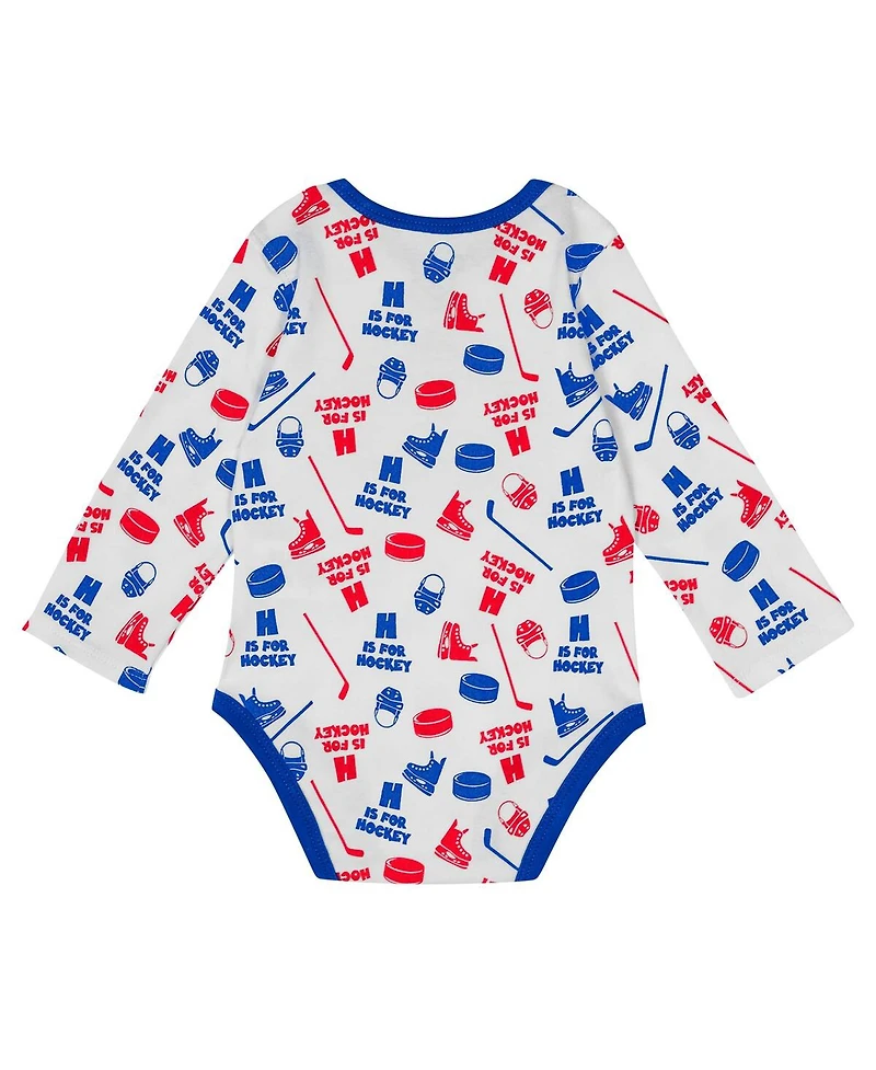 Outerstuff Baby Boys and Girls White New York Rangers Quick Learner Long Sleeve Bodysuit
