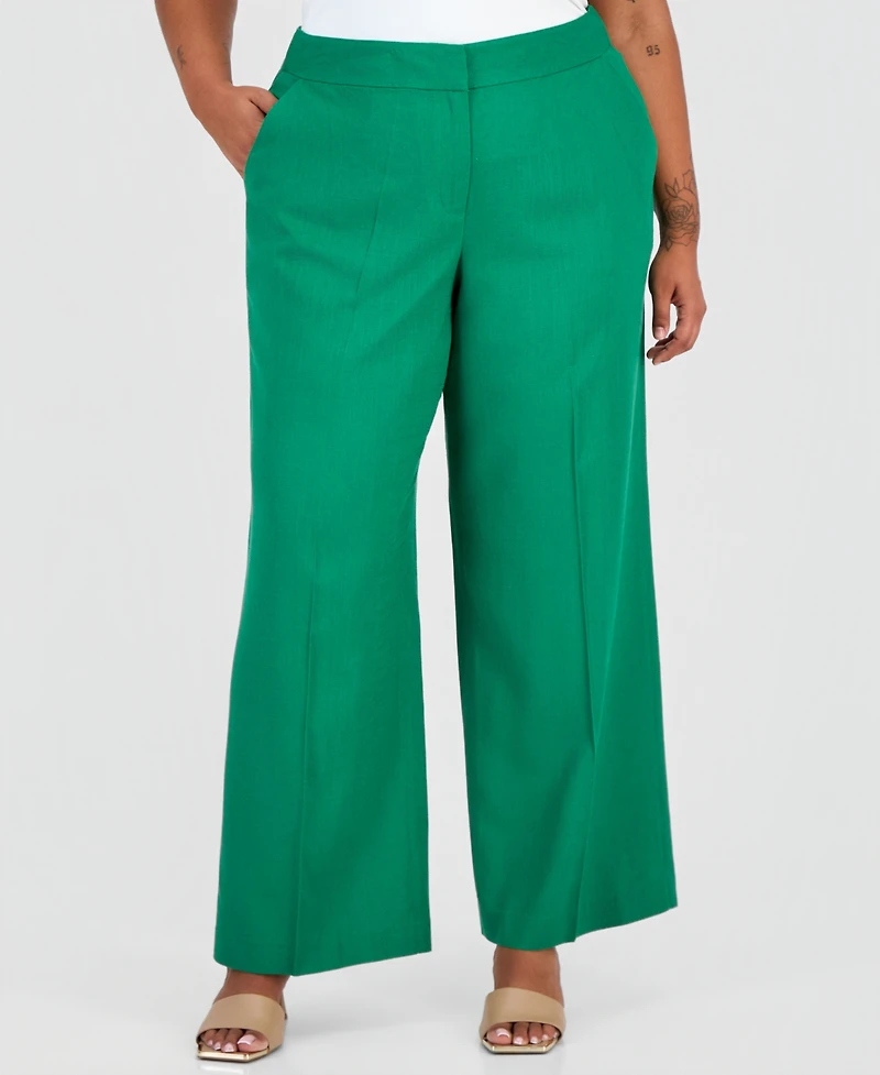 Tahari Asl Women's Mid-Rise Wide-Leg Pants
