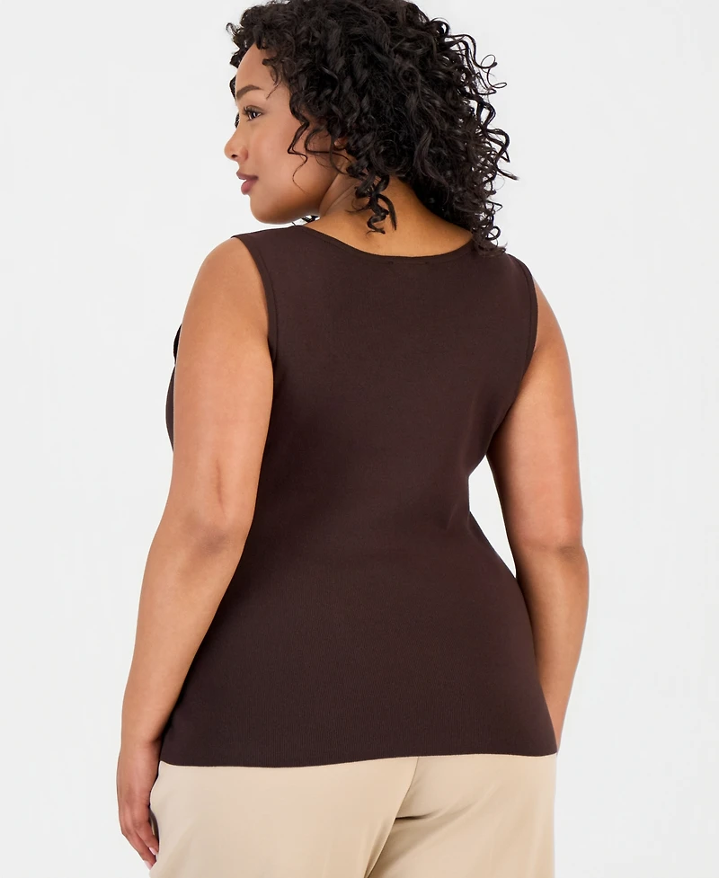 Tahari Asl U-Neck Sleeveless Sweater