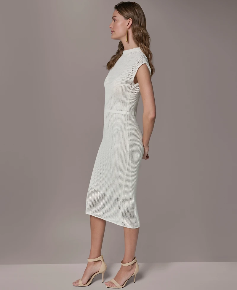 Donna Karan New York Women's Mock Neck Layered Midi Sweater Dress