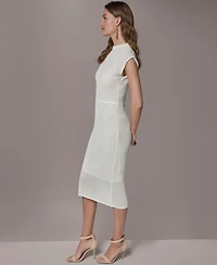 Donna Karan New York Women's Mock Neck Layered Midi Sweater Dress