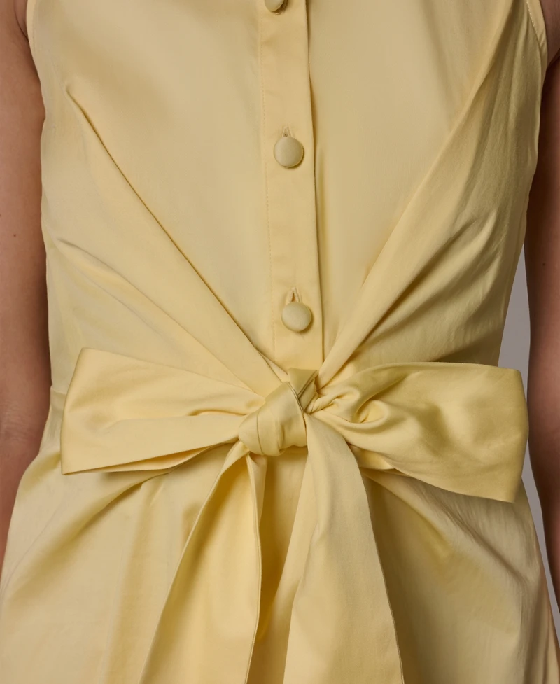 Donna Karan New York Women's Shirt Midi Dress with Waist Bow Tie