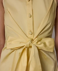 Donna Karan New York Women's Shirt Midi Dress with Waist Bow Tie