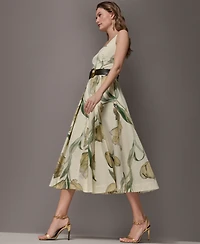 Donna Karan New York Women's Floral Sleeveless Midi A-Line Dress