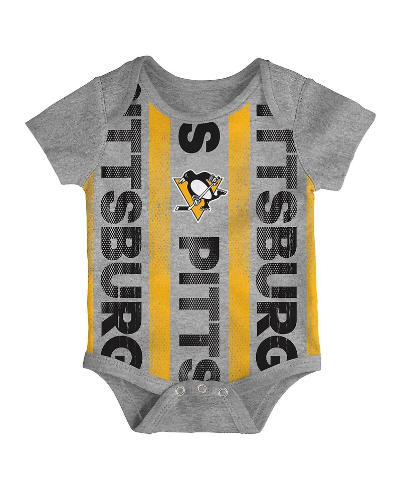 Outerstuff Newborn 3-Pack Pittsburgh Penguins Loyal Buddies Bodysuit Set