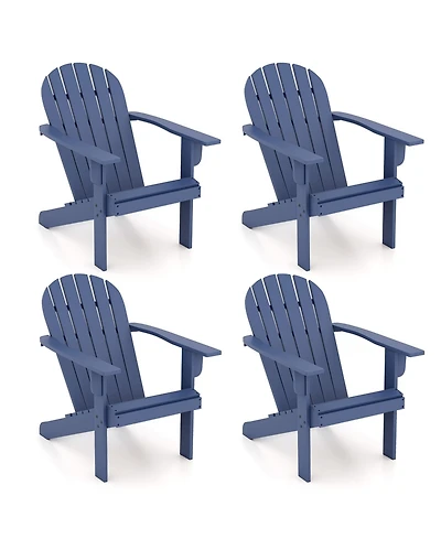 Gymax 2PCS Patio Adirondack Chair w/ Inclined Seat High Backrest & Wide Armrests