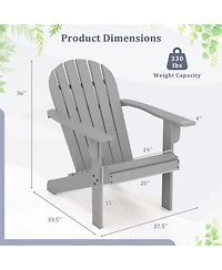 Gymax 2PCS Patio Adirondack Chair w/ Inclined Seat High Backrest and Wide Armrests