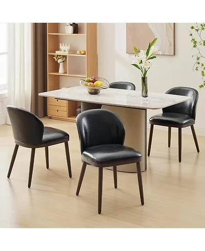 Gaomon Dining Chairs Set of 4, Upholstered Kitchen Chairs with Ergonomic Back & Wood Legs