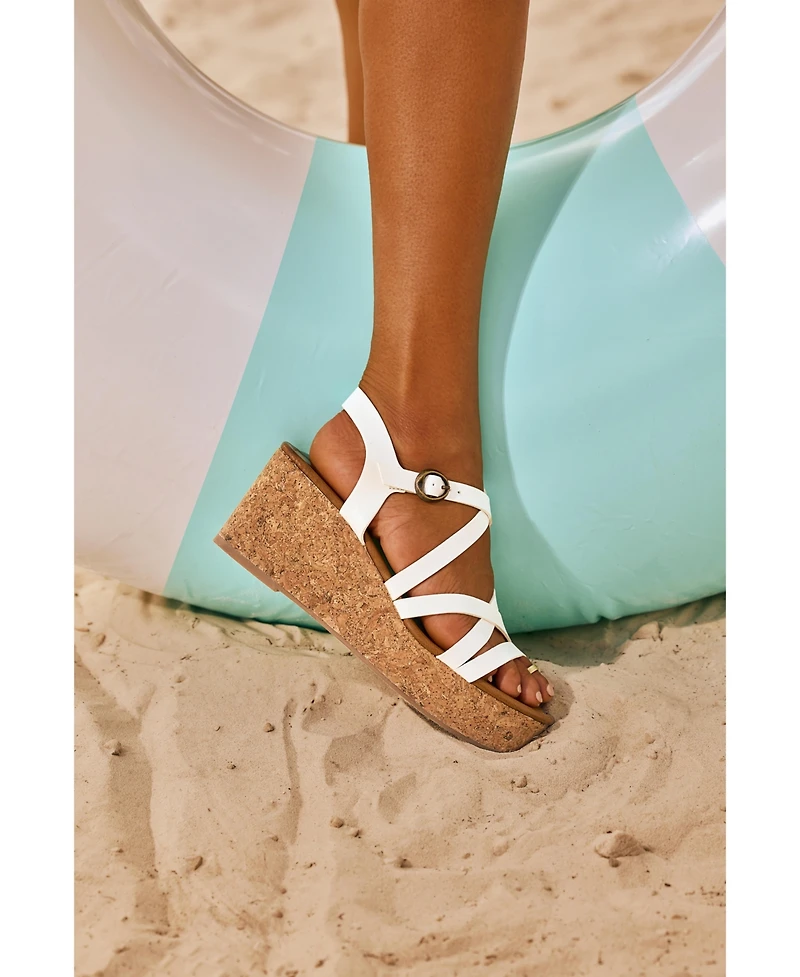 Blowfish Malibu Women's Aurora Open Square Toe Strappy Wedge Sandals