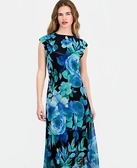 Connected Women's High-Neck Cap-Sleeve Mesh Dress