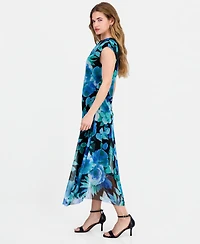 Connected Women's High-Neck Cap-Sleeve Mesh Dress