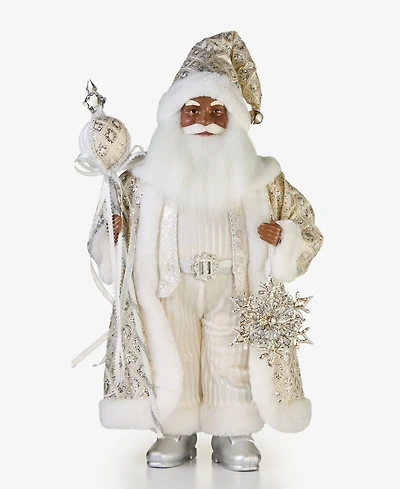 Holiday Lane Opulence African American Standing Santa with Staff and Snowflake, Macy's Exclusive