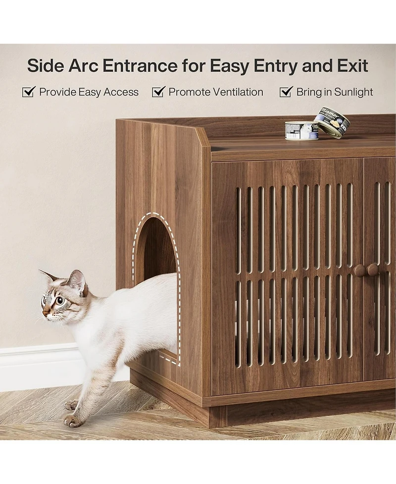Tribesigns 2 Cats Litter Box Enclosure, 55.1-Inch Extra Large Hidden Litter Box Furniture