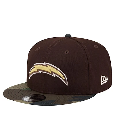 New Era Men's Dark Brown Los Angeles Chargers Burnt Wood Camo 9FIFTY Snapback Hat