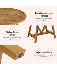 Tribesigns Solid Wood Dining Table for 4-6, Farmhouse Round Kitchen Table, Brown