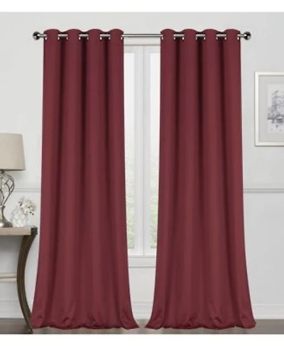 Kate Aurora Burgundy Red 2 Piece Grommet Top Blackout Curtain Panels For Extra Long Windows
