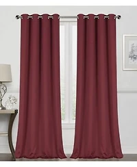 Kate Aurora Burgundy Red 2 Piece Grommet Top Blackout Curtain Panels For Extra Long Windows