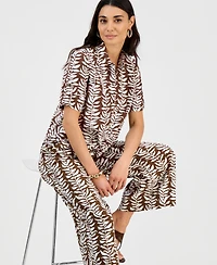 I.n.c. International Concepts Petite Printed Twist-Hem Top, Macy's Exclusive