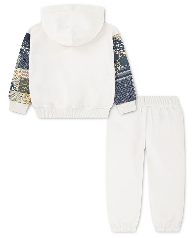 abercrombie kids Boys' Essentials Patchwork Hoodie and pants, 2-Piece Set