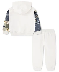 abercrombie kids Boys' Essentials Patchwork Hoodie and pants, 2-Piece Set