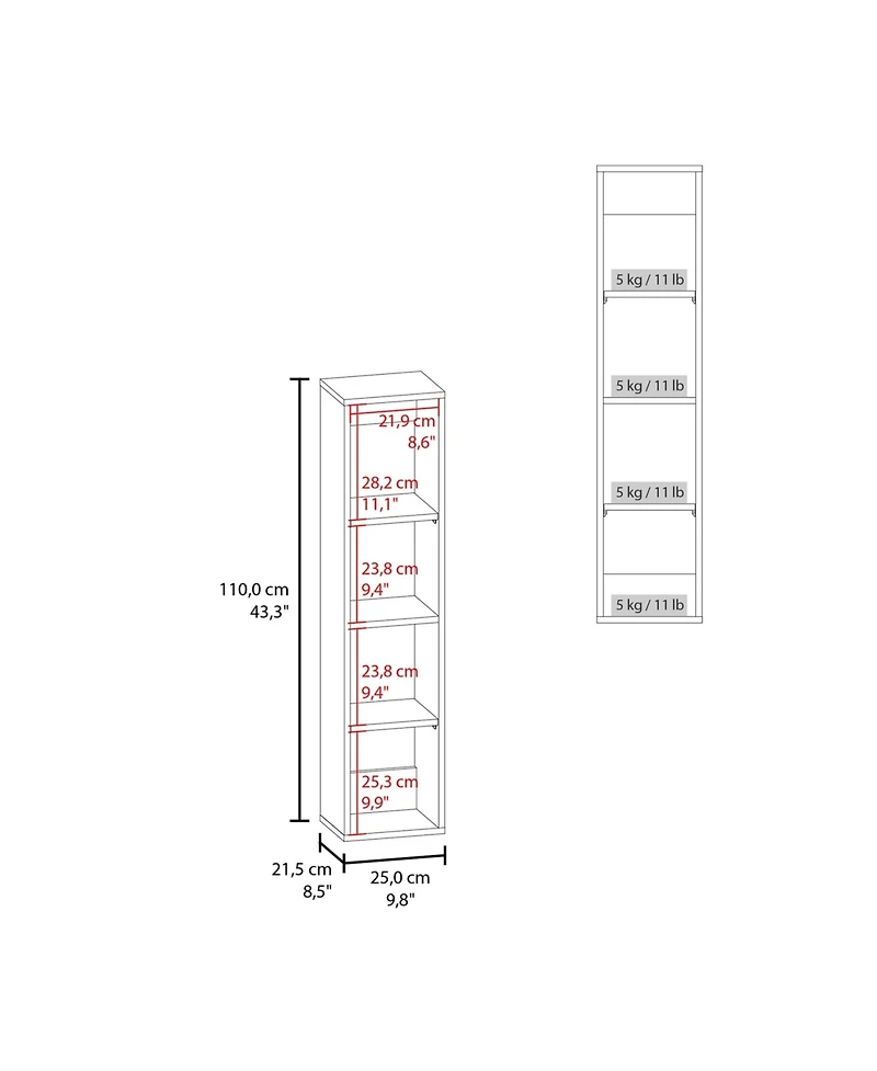 Fm Furniture Vento Vertical Wall Bathroom Cabinet with Door for Efficient Organization White