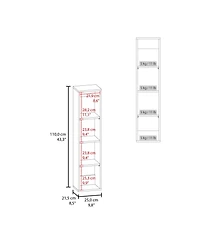 Fm Furniture Vento Vertical Wall Bathroom Cabinet with Door for Efficient Organization White